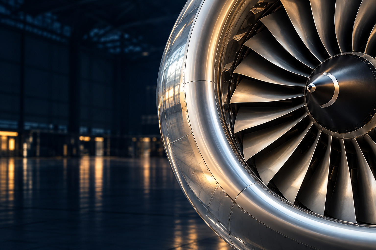 Illustrative close-up of an aircraft engine